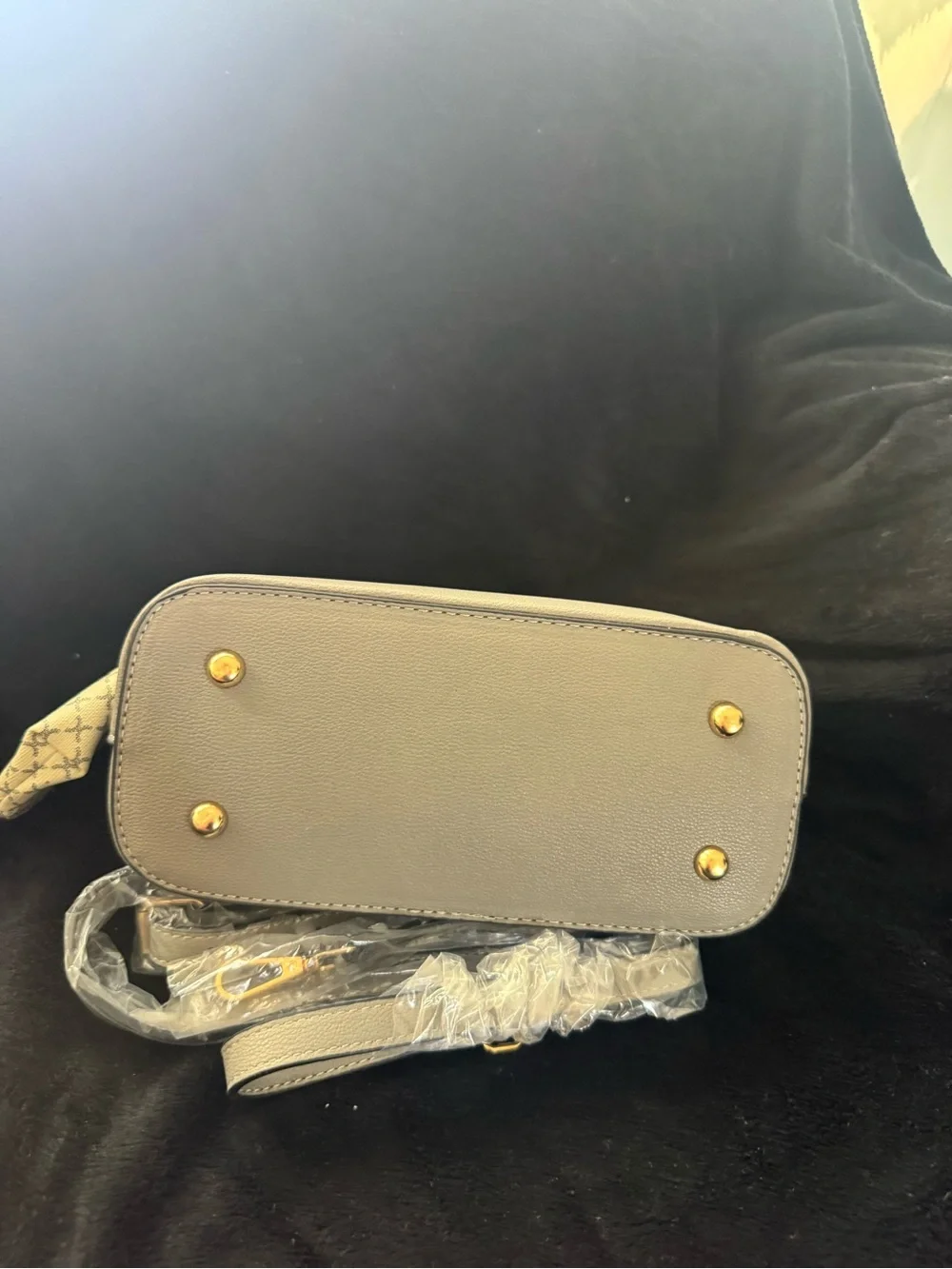 Gray Monogram Crossbody Bag with Gold Hardware vegan leather